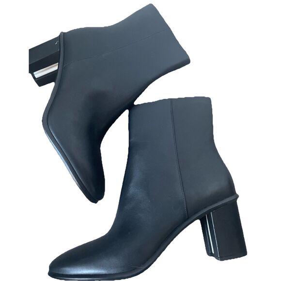 NEW Tory Burch Brooke Stamped Heel Leather Bootie Ankle Boots Black Sz 10.5 - Picture 5 of 5